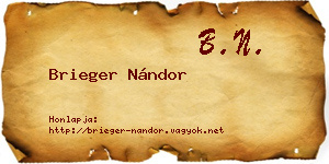 Brieger Nándor névjegykártya
